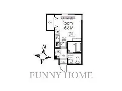 ハーミットクラブハウス千歳船橋(ワンルーム/1階)の間取り写真