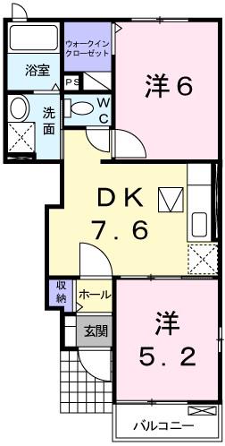 BELLE SOLEILII(2DK/1階)の間取り写真