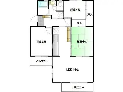 にれの木台第二11号棟(3LDK/4階)の間取り写真