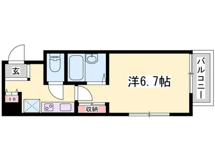 ジュネス姫路II(1K/4階)の間取り写真