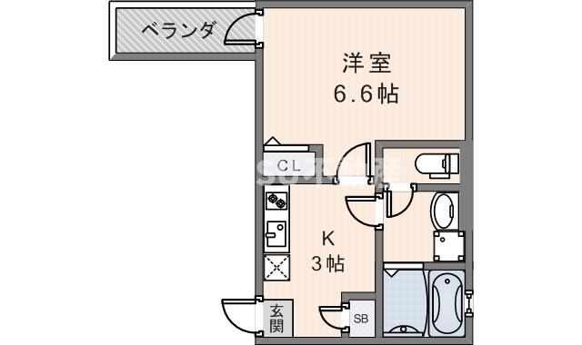 GRACIAS COURT 若江岩田(1K/1階)の間取り写真