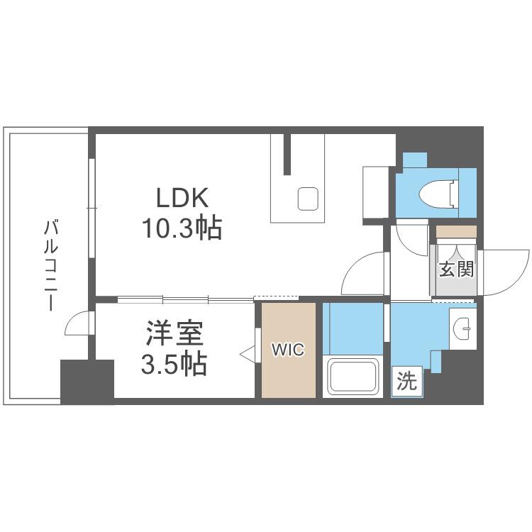 LOUIS RESIDENCE弁天町(1LDK/8階)の間取り写真