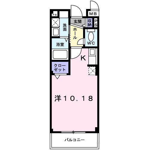 アグレイア(ワンルーム/2階)の間取り写真
