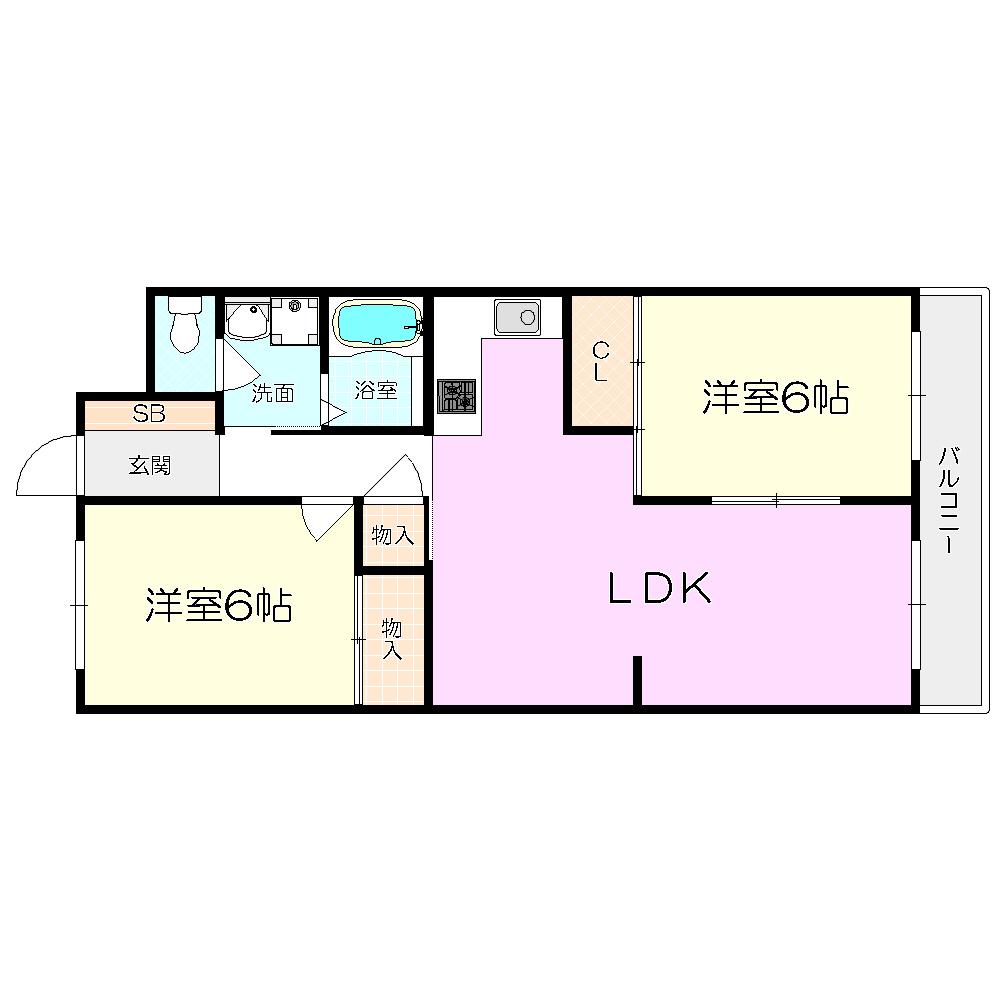 メゾンデール塚口(2LDK/3階)の間取り写真