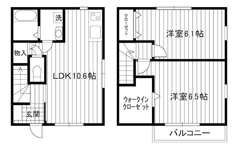 ルミエール国立II(2LDK/1階)の間取り写真