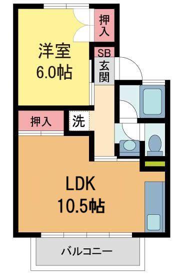 サニーライフ御殿山(1LDK/1階)の間取り写真