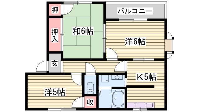 プリミエール国分寺B棟(3K/1階)の間取り写真