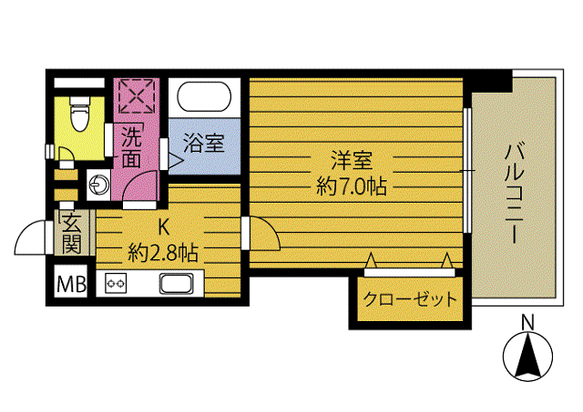 B-STAGE(1K/4階)の間取り写真