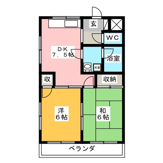 ドエル・オカ(2DK/3階)の間取り写真