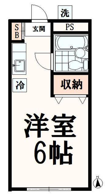 パークサイドハイツ(1K/2階)の間取り写真