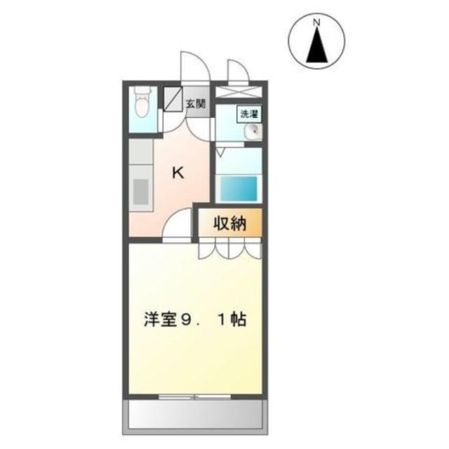 ヴィラージュ(1K/1階)の間取り写真