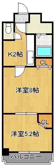 木下鉱産ビル 3(2K/2階)の間取り写真