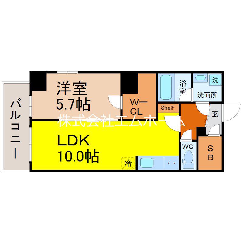 オークスクエア吹上(1LDK/10階)の間取り写真