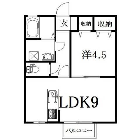 アービル篠原A(1LDK/2階)の間取り写真