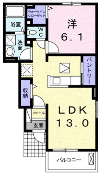 ラ・フォートVII(1LDK/1階)の間取り写真