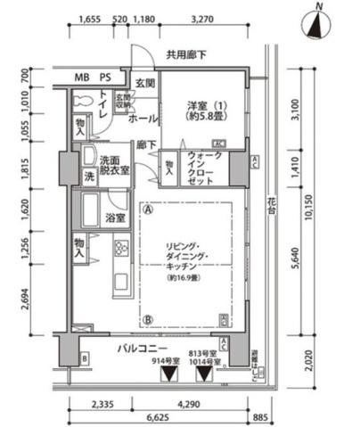 東雲キャナルコートCODAN17号棟(1LDK/6階)の間取り写真