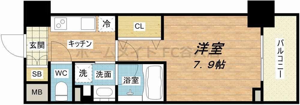 アーバネックス中崎町(1K/9階)の間取り写真