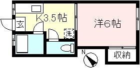 ハウスいずみ(1K/2階)の間取り写真