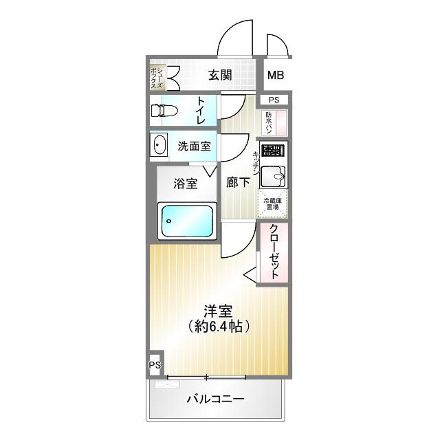 CREST TAPP DITA 神戸西パークフロント(1K/2階)の間取り写真