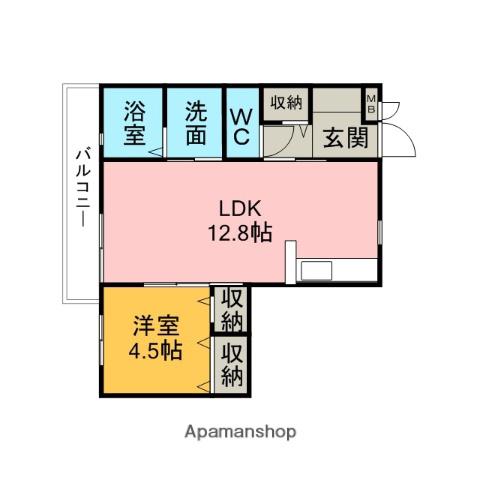 ヴィーブル加藤IIA棟(1LDK/1階)の間取り写真