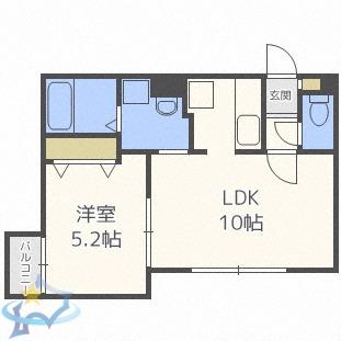 サンライン山鼻(1LDK/1階)の間取り写真
