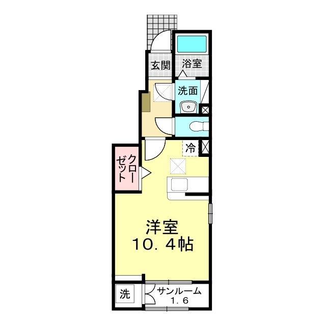 ガーデンヒル(ワンルーム/1階)の間取り写真
