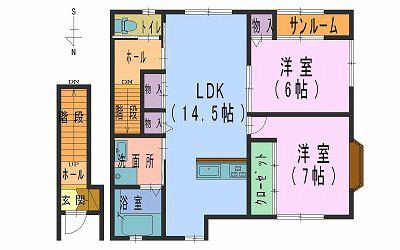 セレステ(2LDK/2階)の間取り写真