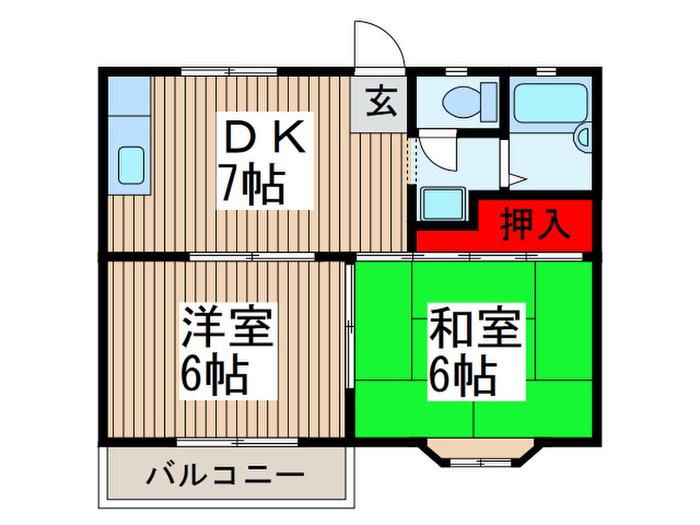 メゾン・アーベインI(2DK/1階)の間取り写真