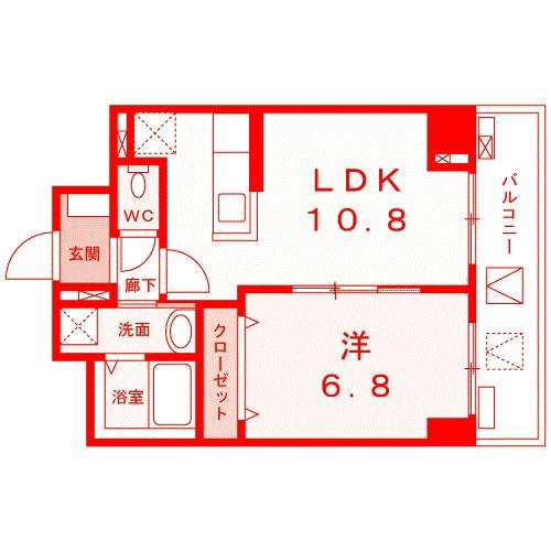 菊水レジデンス綱島II(1LDK/6階)の間取り写真