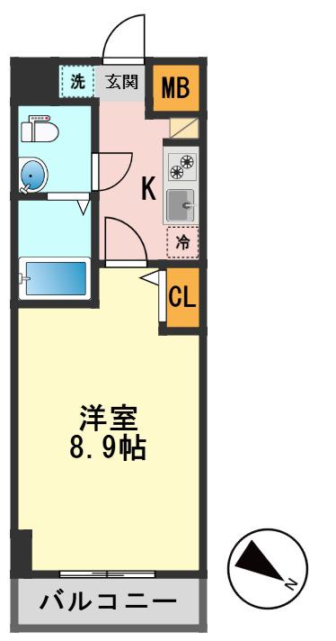 CORVAL亀有(1K/7階)の間取り写真