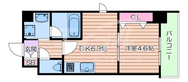レシオ千里丘(1DK/5階)の間取り写真