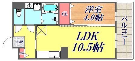 ナイスコート1(1LDK/3階)の間取り写真