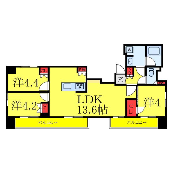 ITABASHI BASE III(3LDK/8階)の間取り写真