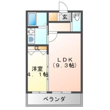 シャルール(1LDK/2階)の間取り写真