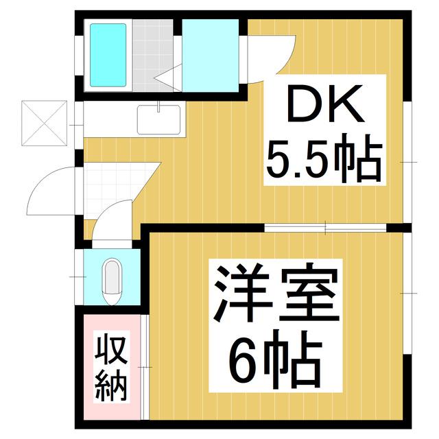 ヒルズフロント小柴見(1DK/1階)の間取り写真