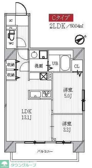 パークフラッツ蔵前(2LDK/3階)の間取り写真