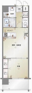 エンクレスト博多駅南II(1LDK/9階)の間取り写真