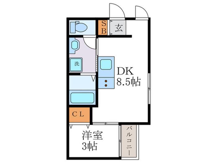 LUANA御所西(1DK/2階)の間取り写真