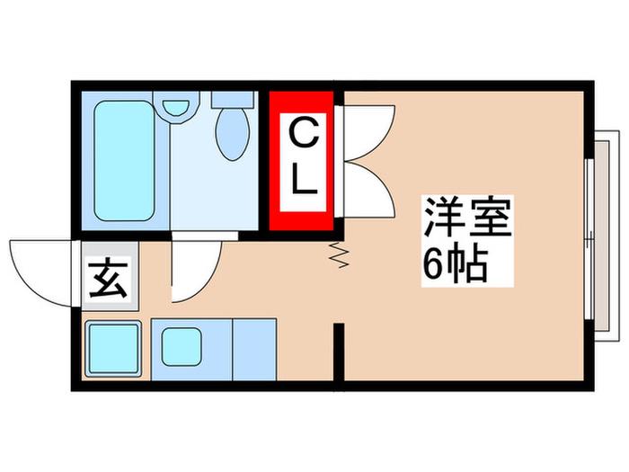 グリーンビュー若葉(ワンルーム/2階)の間取り写真