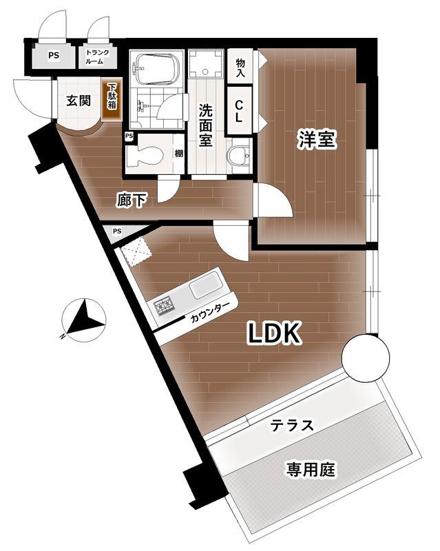 コスモ塚口南I(1LDK/1階)の間取り写真