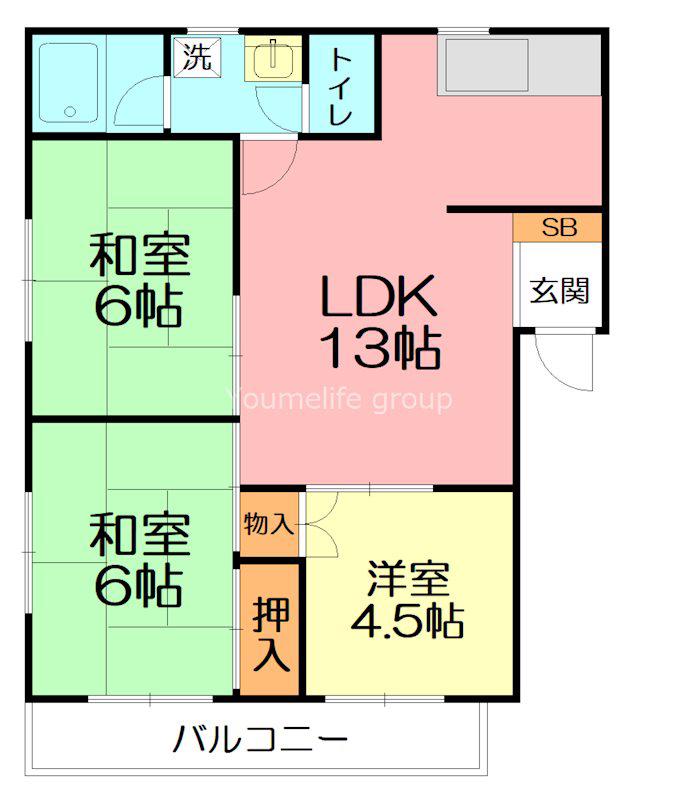 TMハイツ(3LDK/2階)の間取り写真