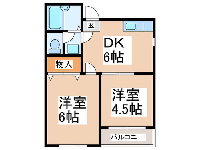 シティディズニー(2DK/2階)の間取り写真