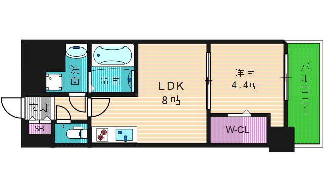 アーバネックス真田山(1LDK/3階)の間取り写真