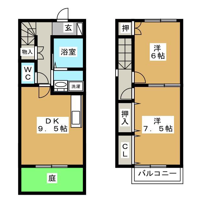 フローレンス A棟(2DK/2階)の間取り写真