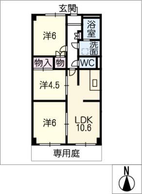 コーポラス林本(3LDK/1階)の間取り写真