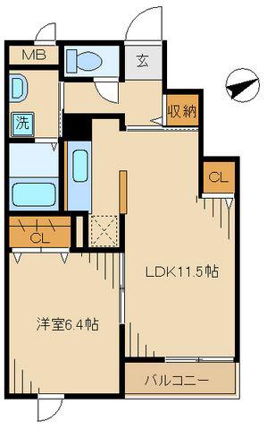 京王線 中河原駅 徒歩13分 4階建 築15年(1LDK/3階)の間取り写真