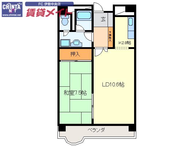 志摩アーバンリゾート一番館(1LDK/6階)の間取り写真