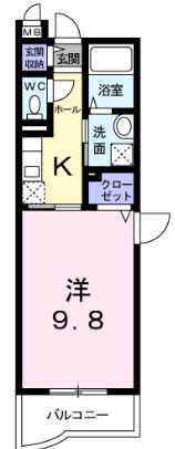 パスコーレ(1K/3階)の間取り写真