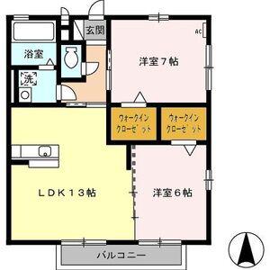エスポワール(2LDK/2階)の間取り写真