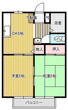 ハイツ池園(2DK/2階)の間取り写真